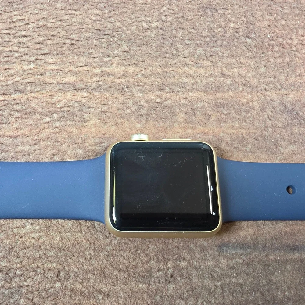 Apple Watch Sport 1st Gen 38mm Gold Aluminum Midnight Blue Excellent 7000 Series